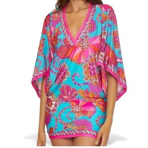 NWT Trina Turk Pink and Blue Floral Swim Cover-Up Meilani